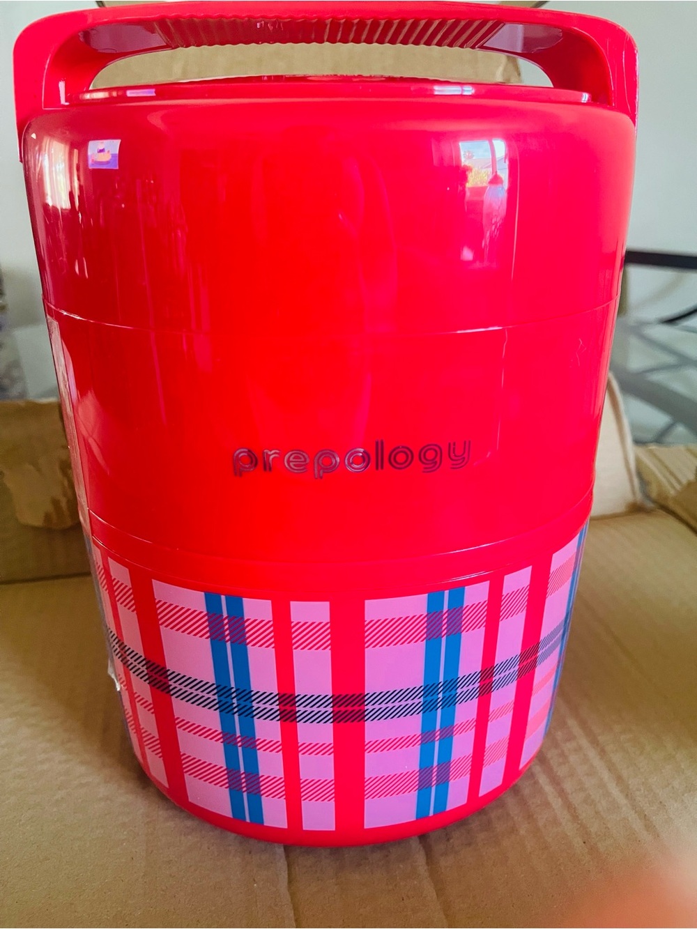 Pink Plaid Insulated Food Carrier